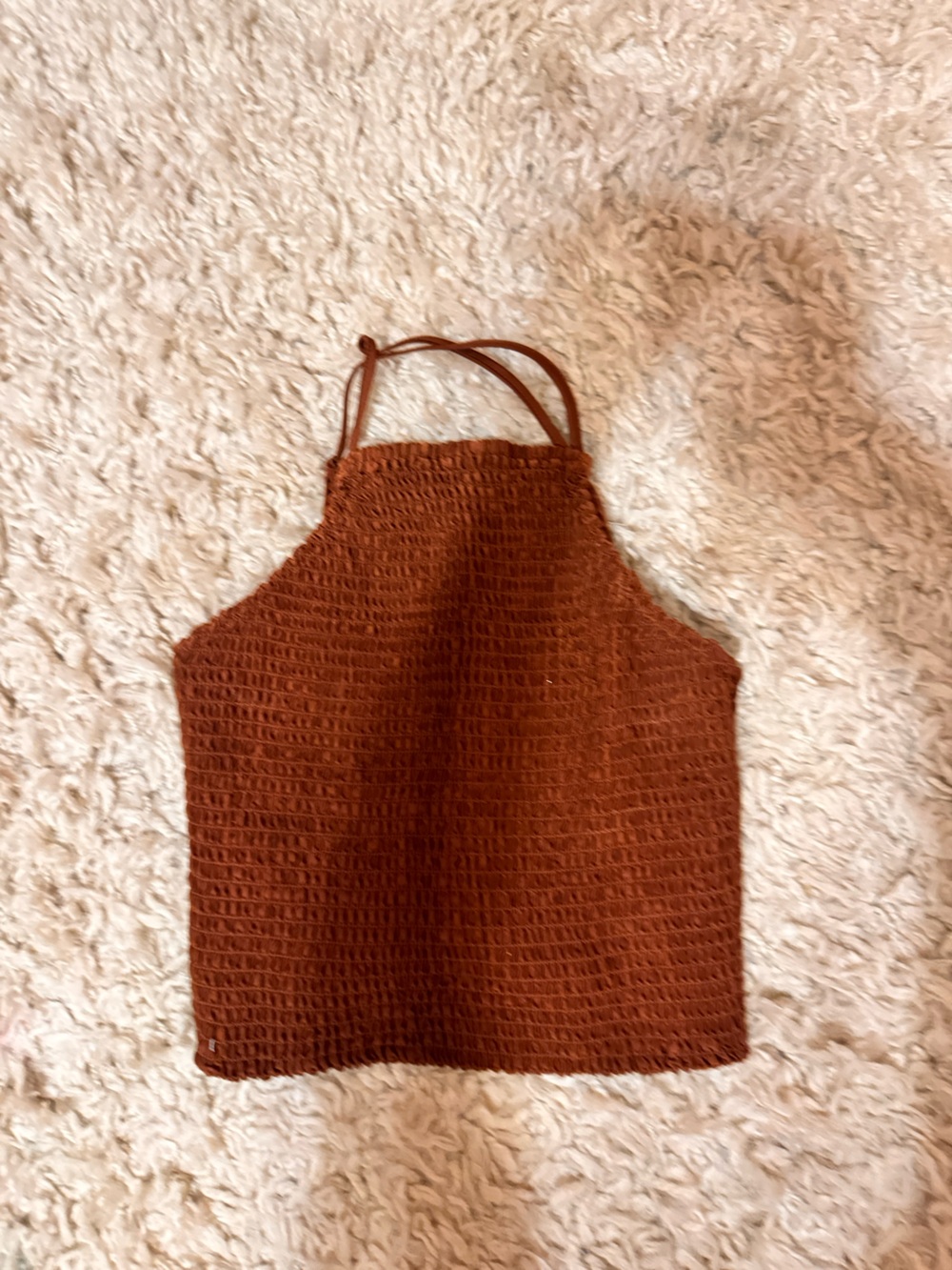 a new day Rust Brown Cropped Halter Knit Top